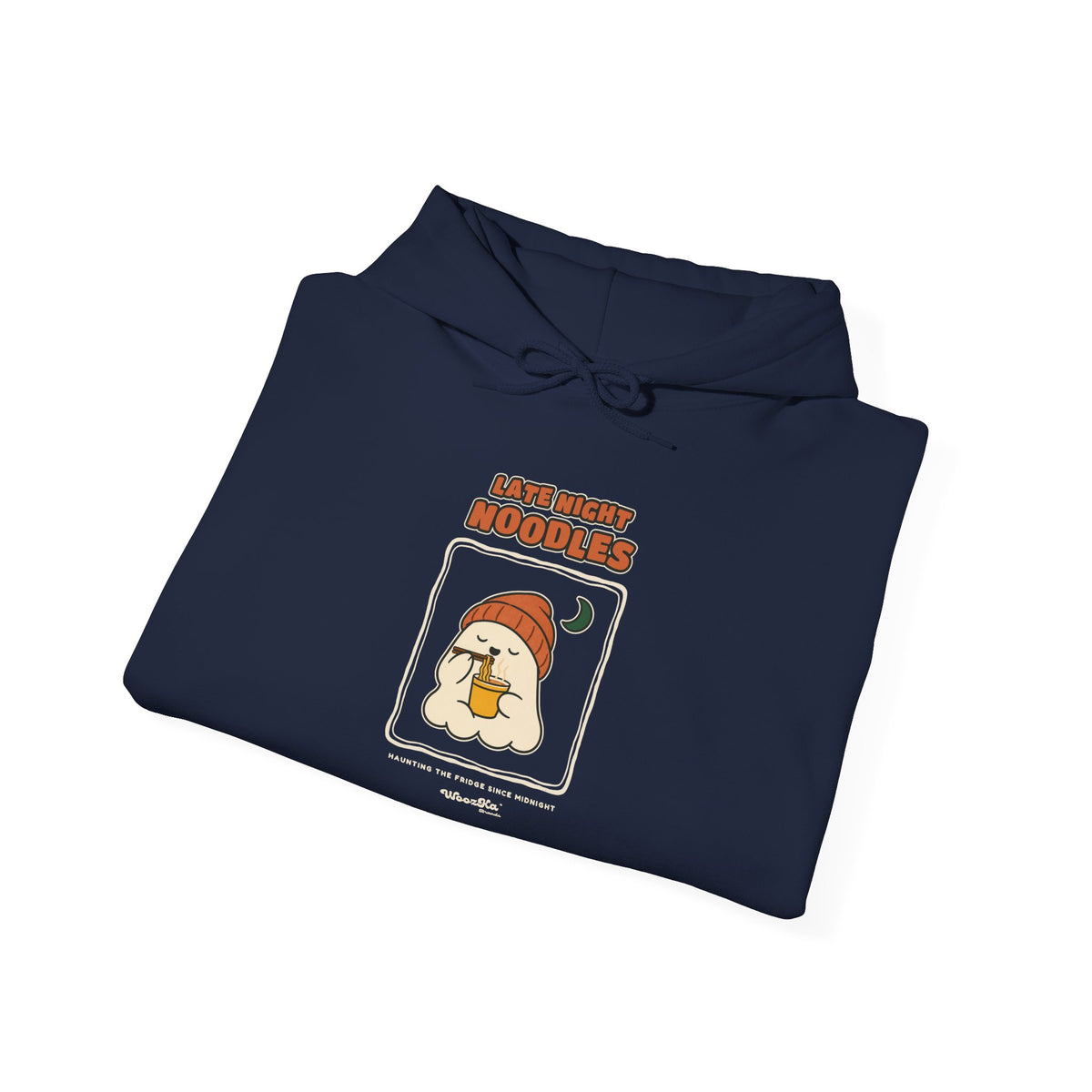 WoozKa Brands Late Night Noodles Ghost Hoodie, Front Graphic