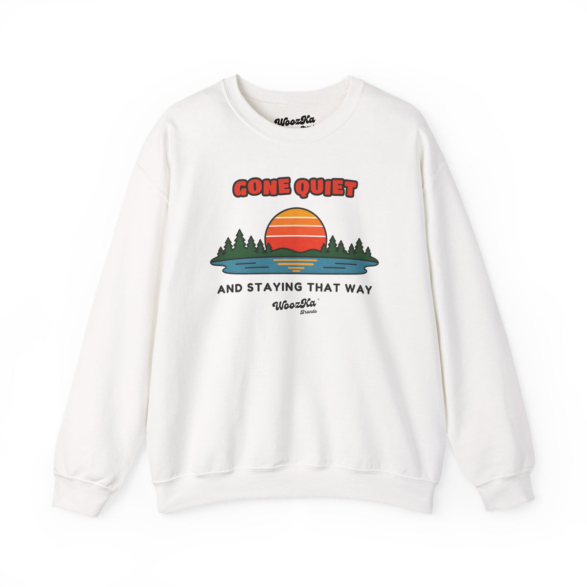 WoozKa Brands Retro Sunset Lake Sweatshirt, Nature Outdoors Front Print