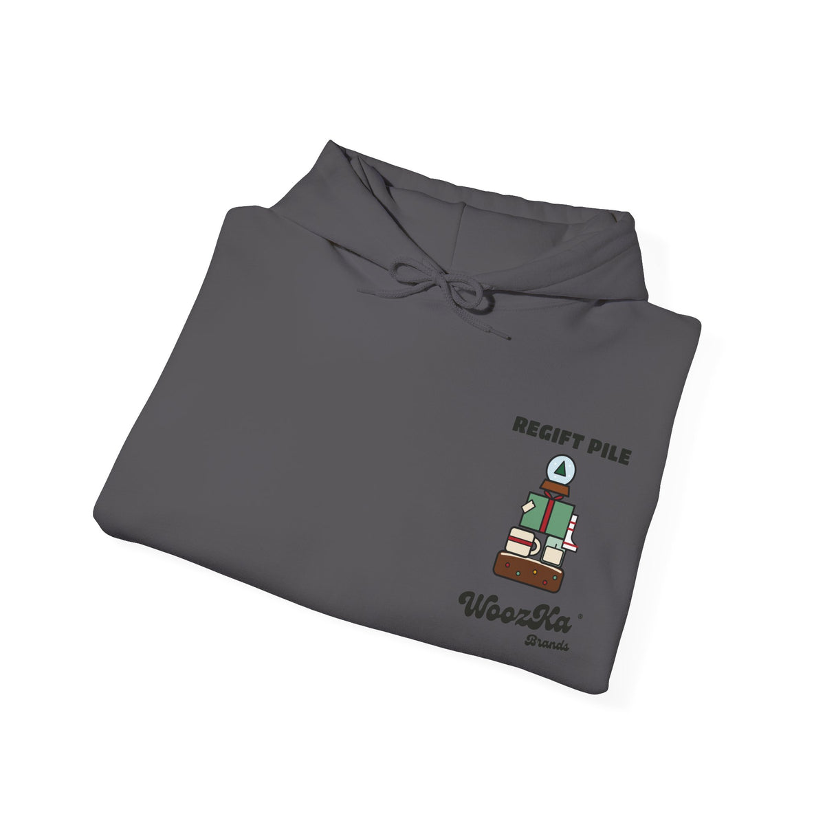 WoozKa Brands Funny Christmas Hoodie, Regift Office Party Wide Back Print