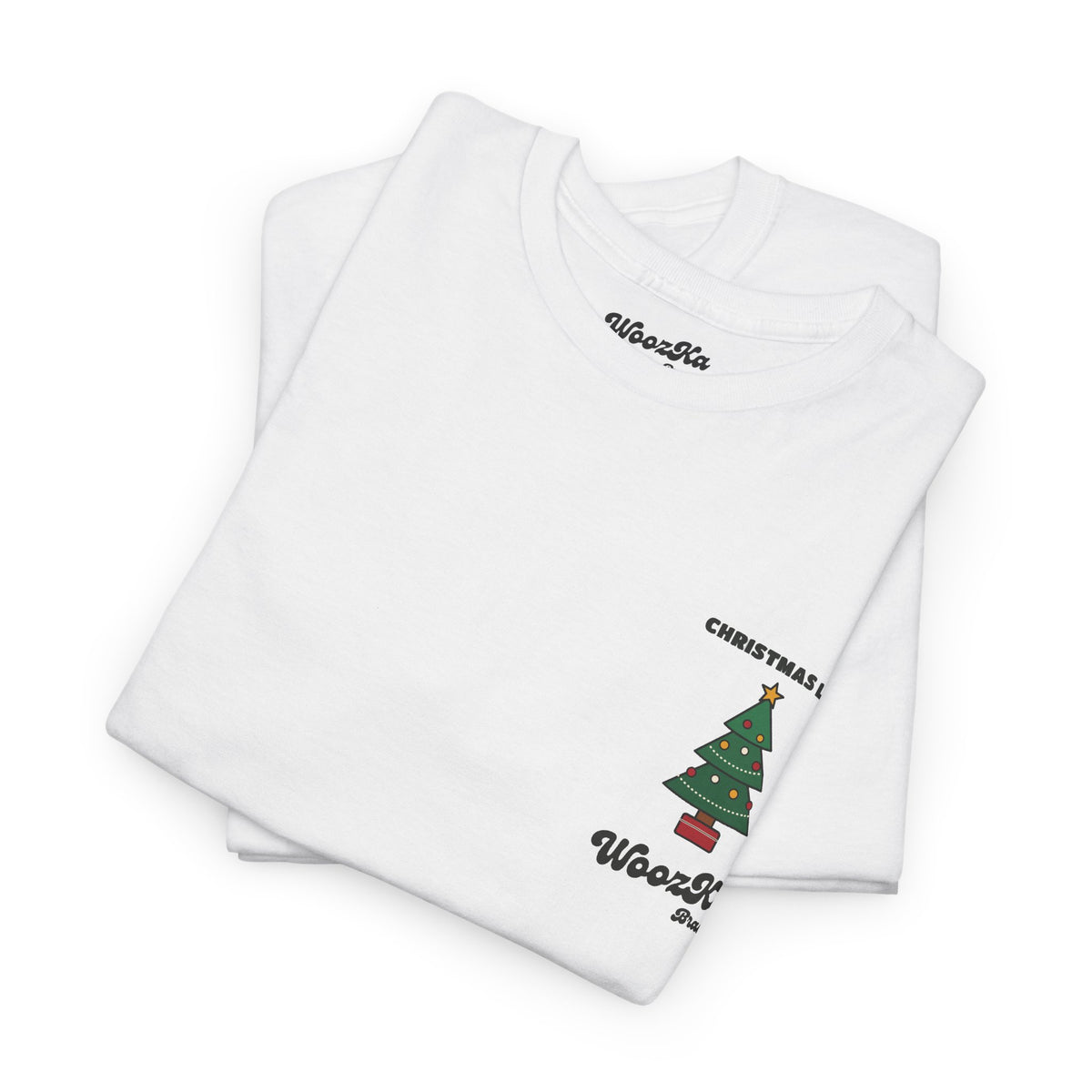 WoozKa Brands Cute Christmas Tree T-Shirt, Holiday List Back Print