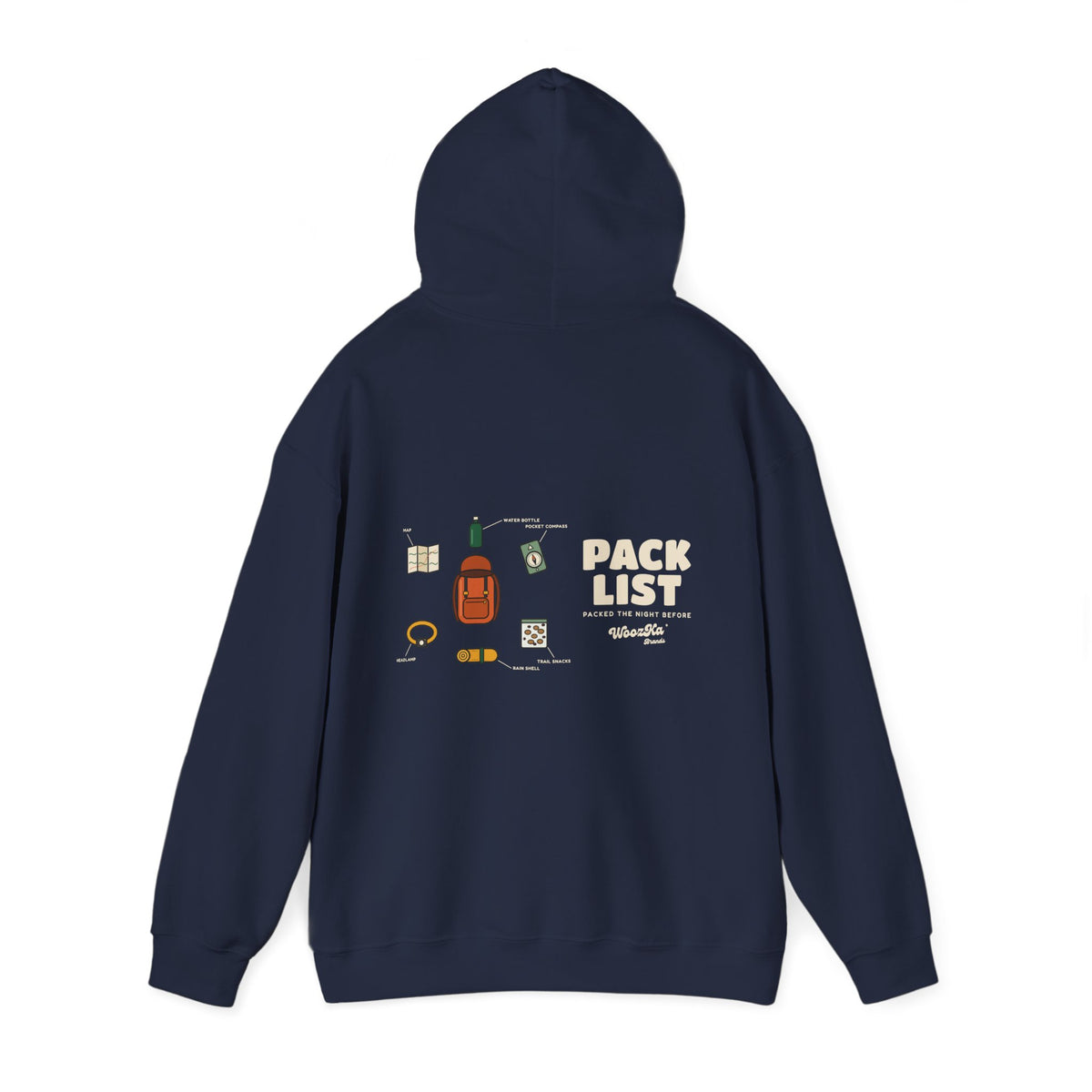 WoozKa Brands Hiking Hoodie, Backpacking Gear List Wide Back Print