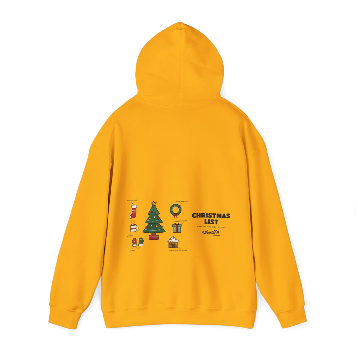 WoozKa Brands Cute Christmas Tree Hoodie, Holiday List Wide Back Print