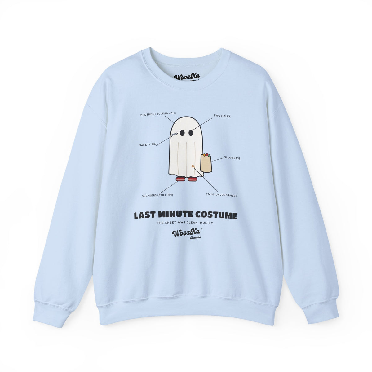 WoozKa Brands Lazy Halloween Costume Sweatshirt, Funny Ghost Front Print