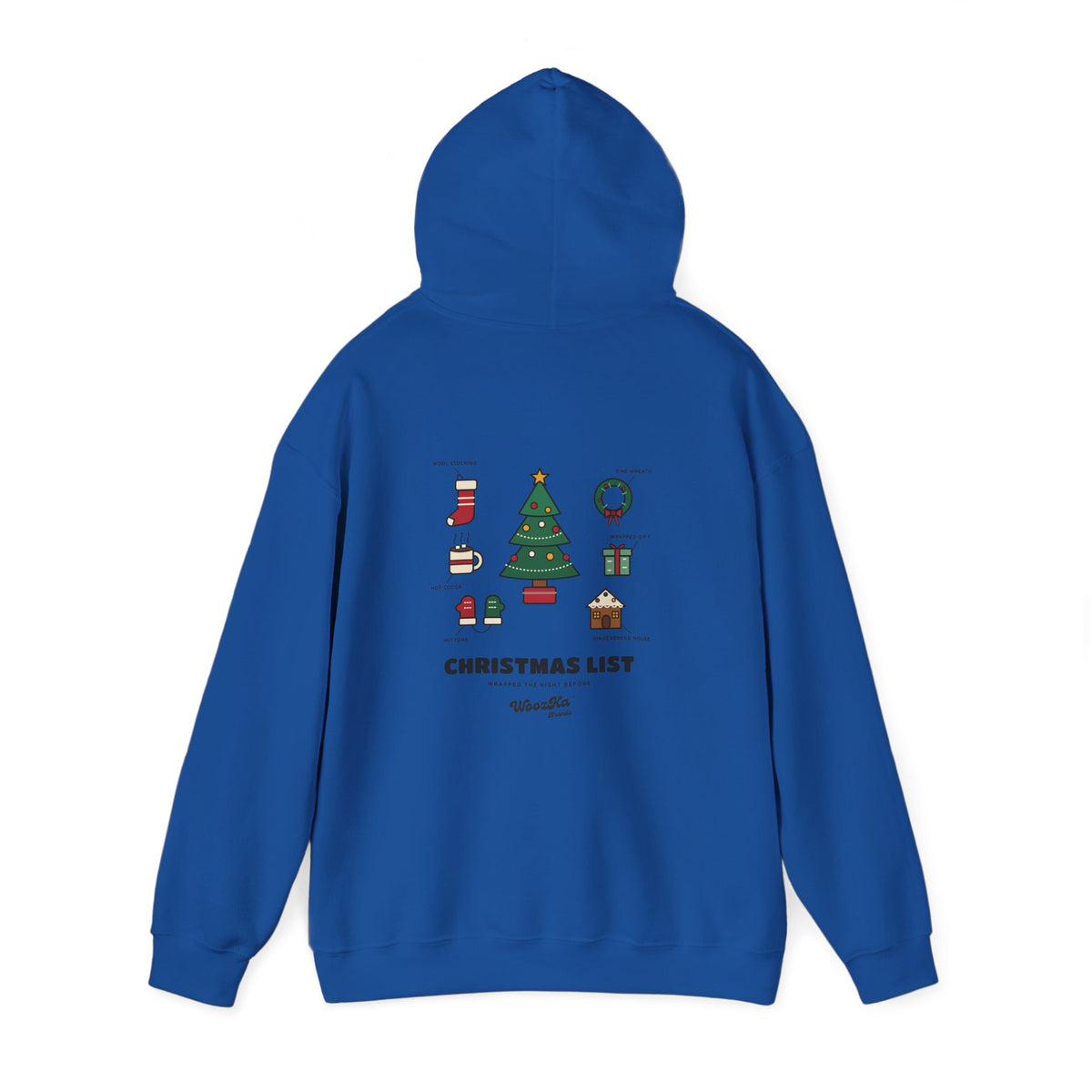 WoozKa Brands Cute Christmas Tree Hoodie, Holiday List Back Print