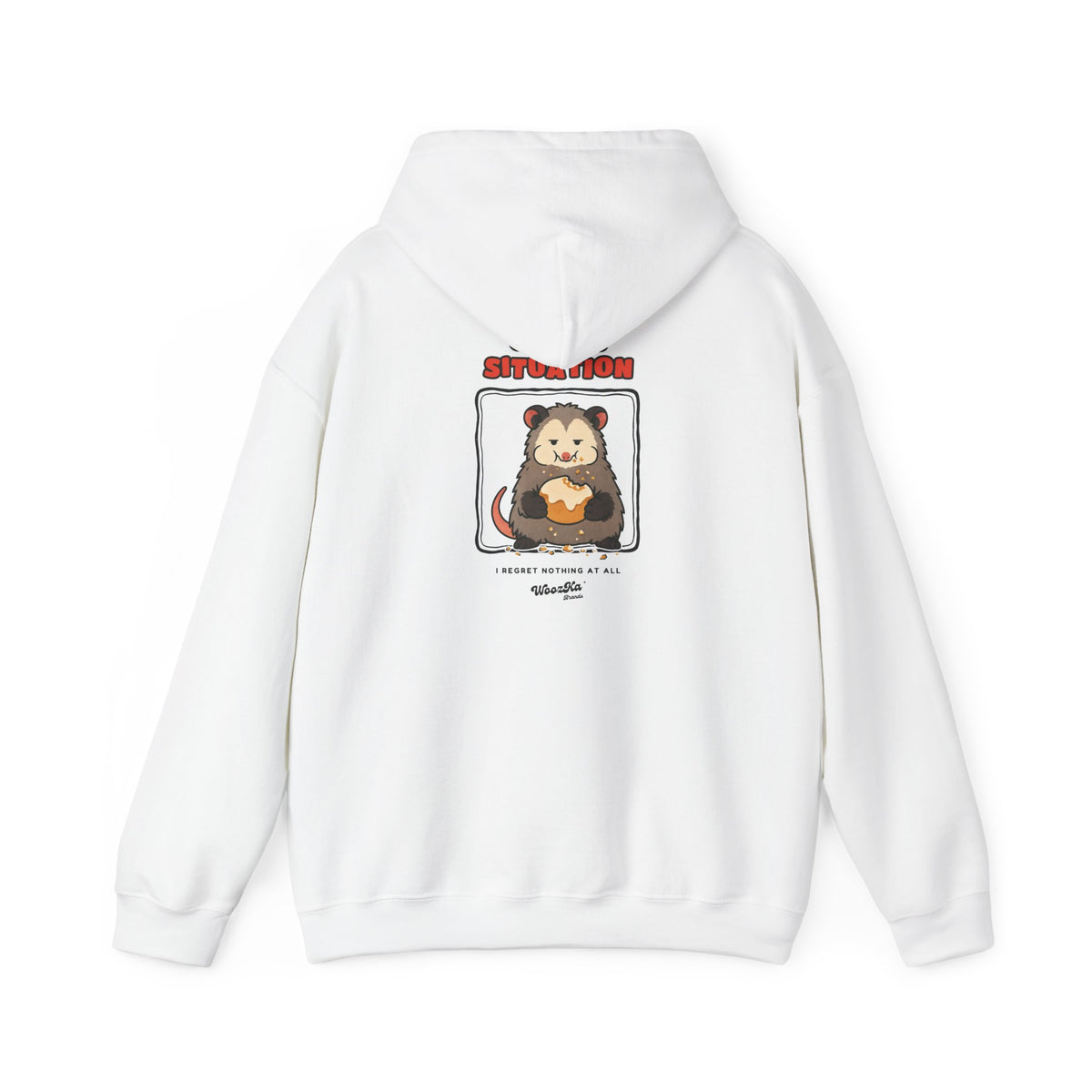 WoozKa Brands Crumb Situation Opossum Hoodie, Front and Back Graphic