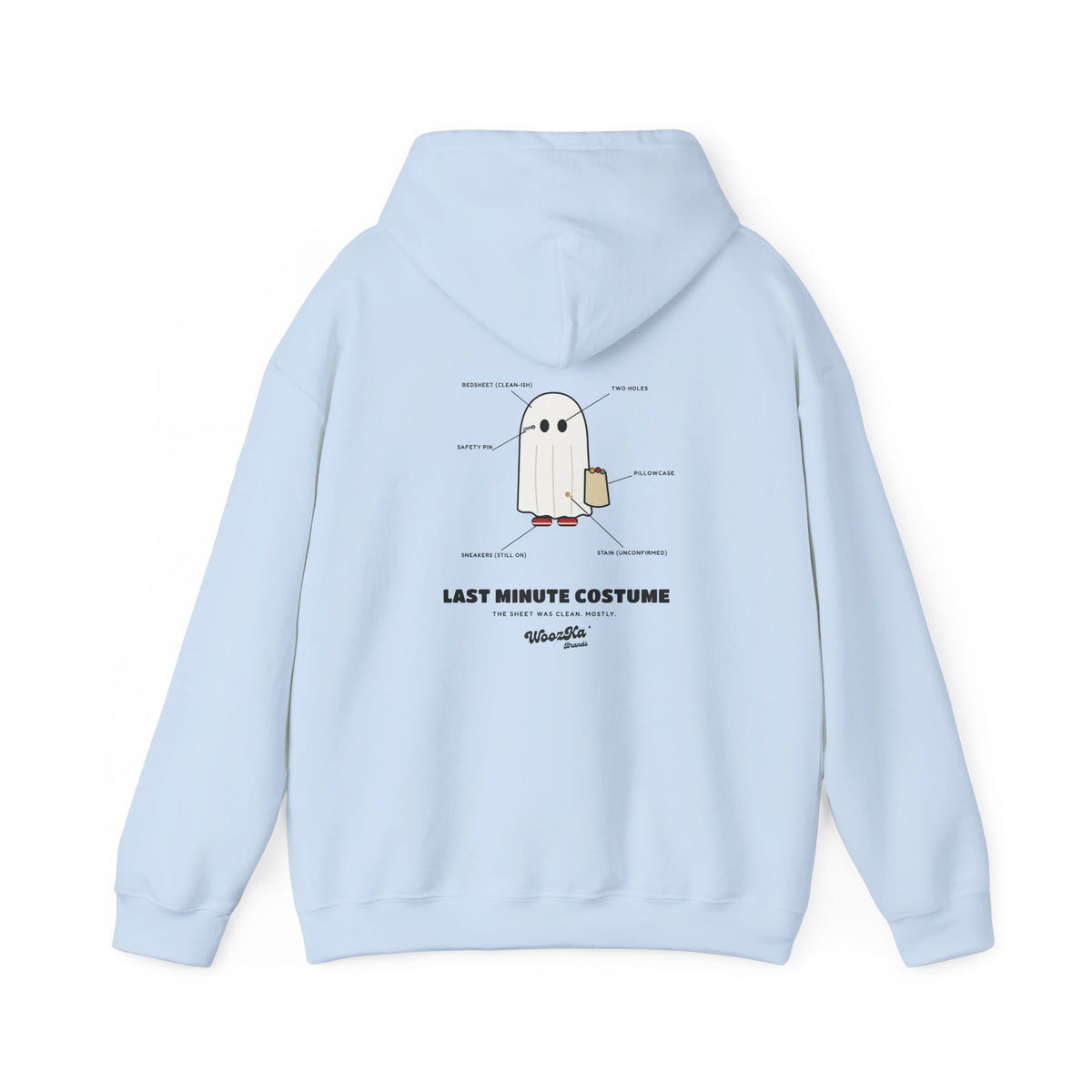 WoozKa Brands Lazy Halloween Costume Hoodie, Funny Ghost Sheet Back Print