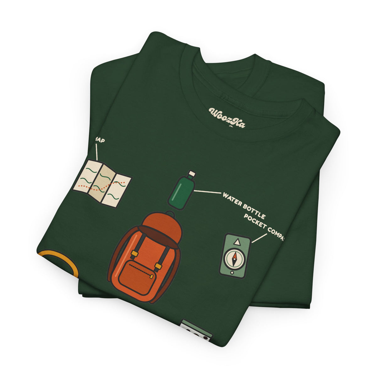 WoozKa Brands Hiking T-Shirt, Backpacking Gear List Front Print
