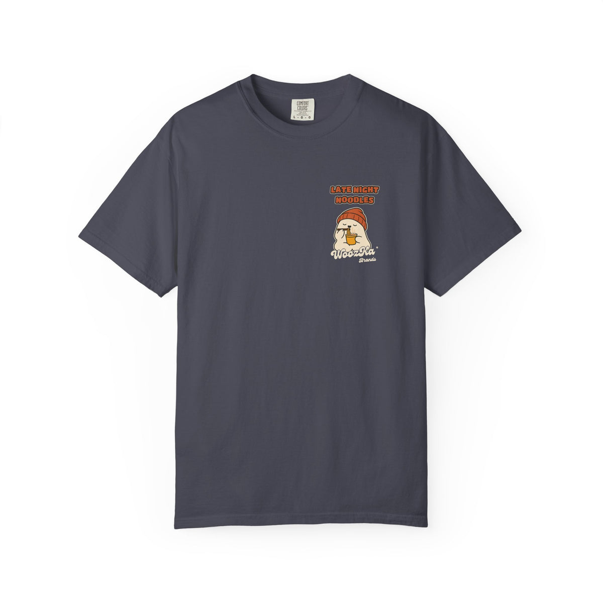 WoozKa Brands Late Night Noodles Ghost Garment-Dyed T-Shirt, Two-Sided