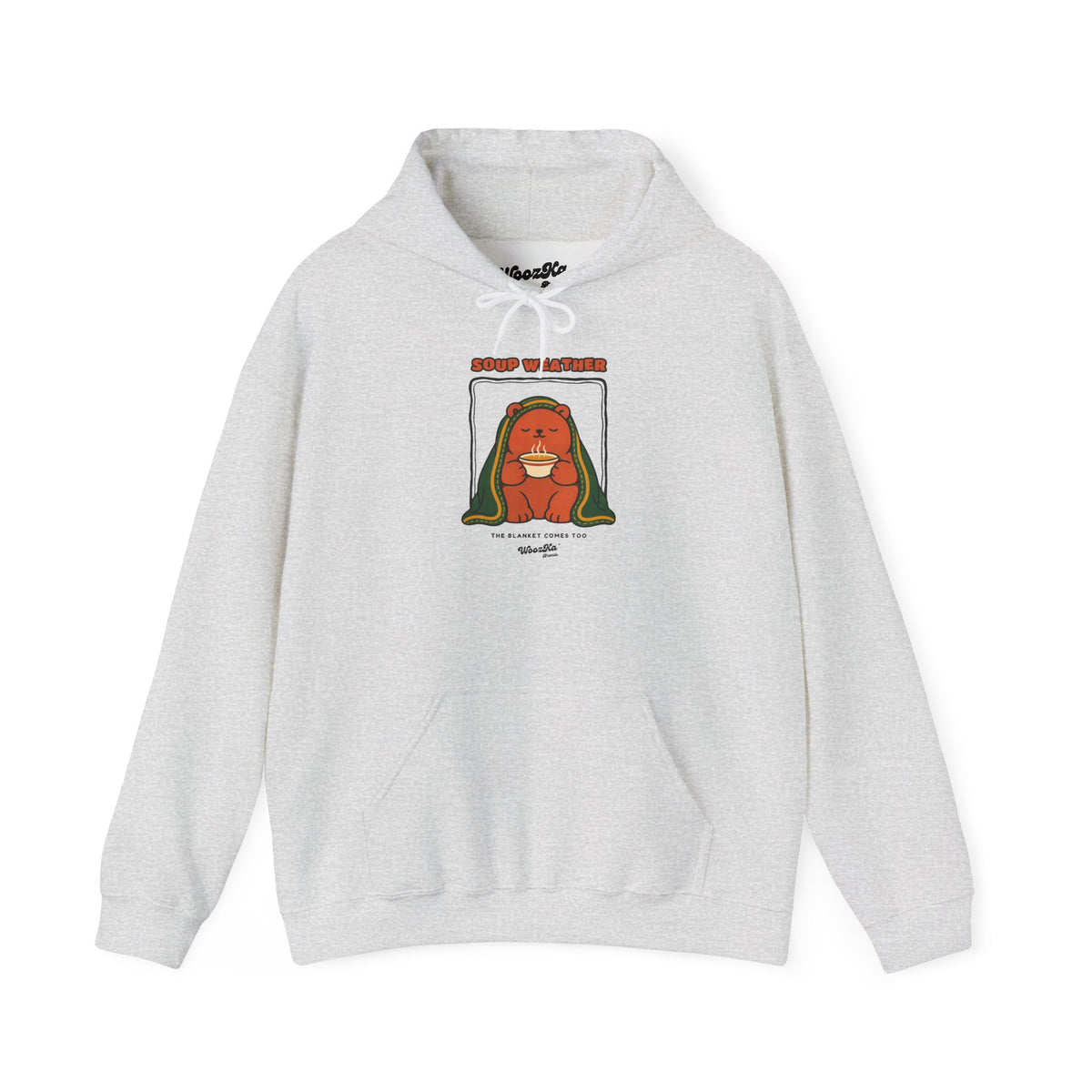 WoozKa Brands Soup Weather Bear Hoodie, Front Graphic