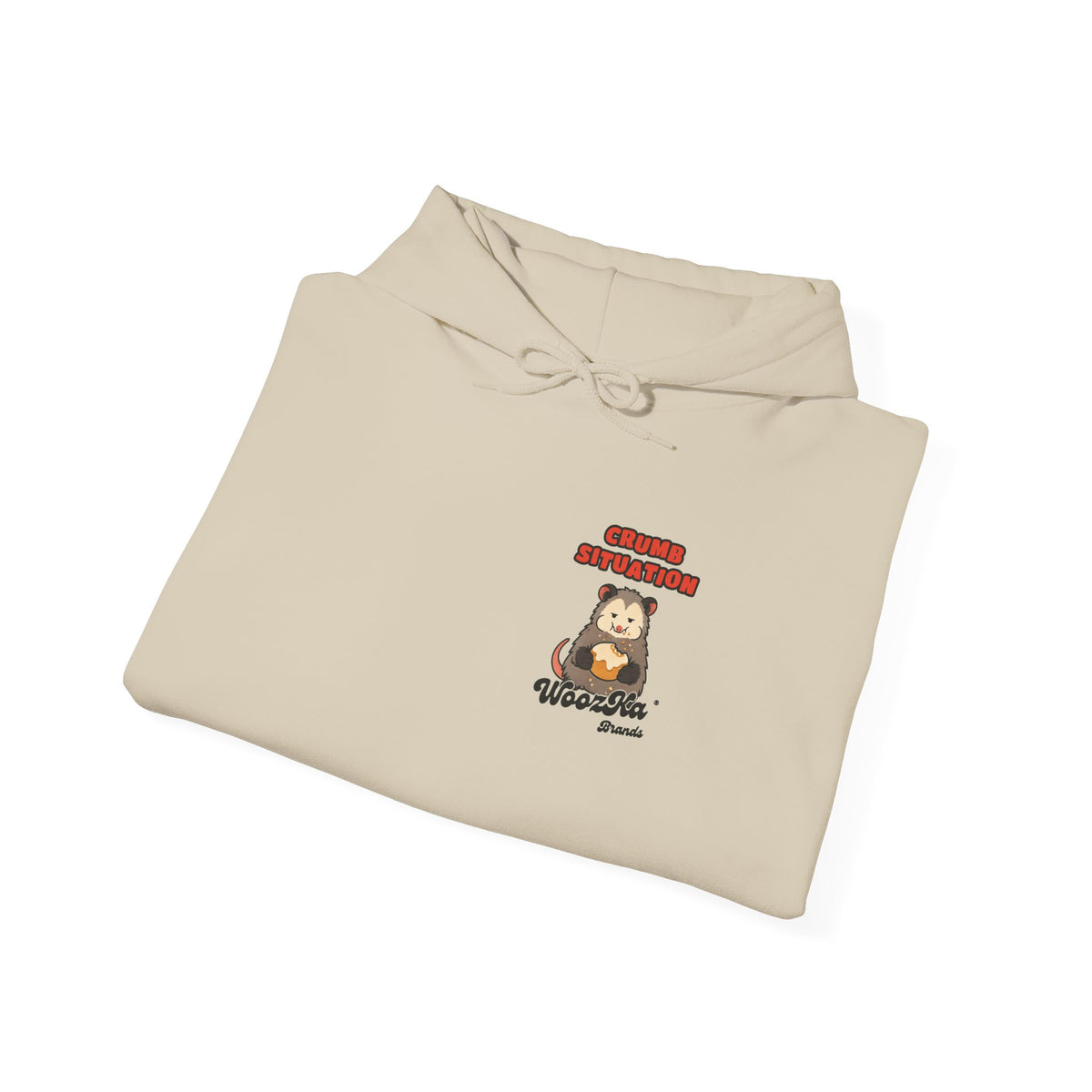 WoozKa Brands Crumb Situation Opossum Hoodie, Front and Back Graphic
