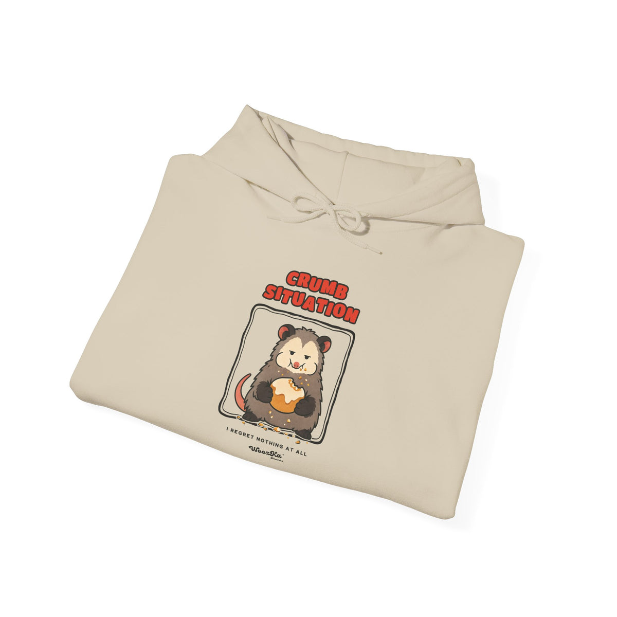WoozKa Brands Crumb Situation Opossum Hoodie, Front Graphic