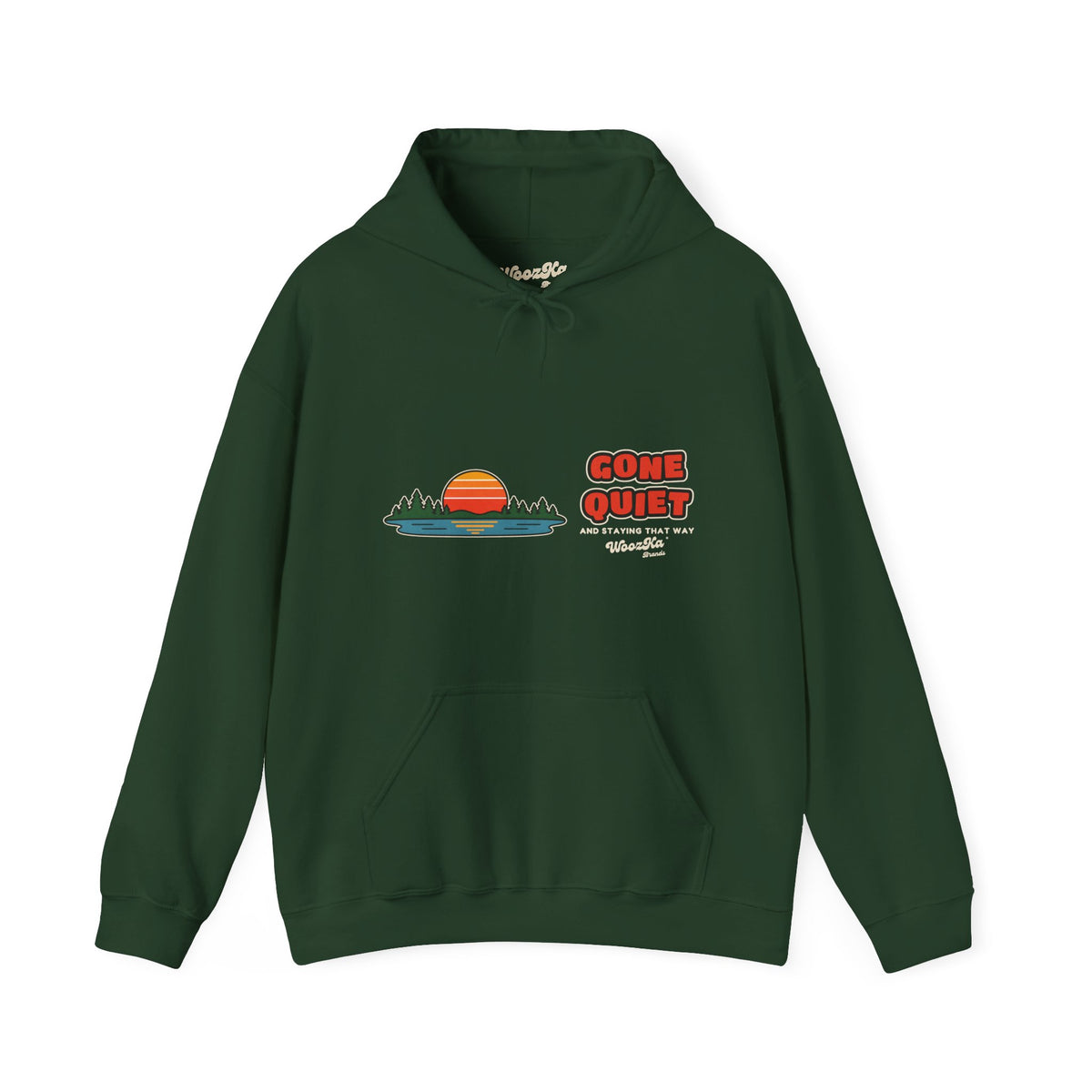 WoozKa Brands Retro Sunset Lake Hoodie, Nature Outdoors Wide Front Print