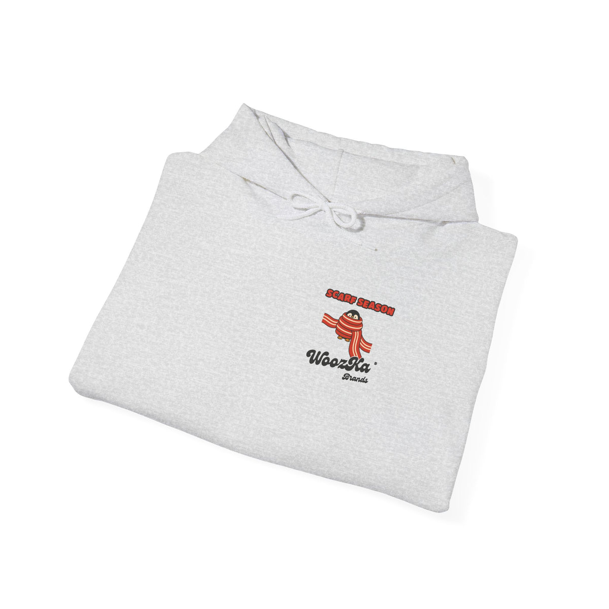 WoozKa Brands Scarf Season Penguin Hoodie, Front and Back Graphic