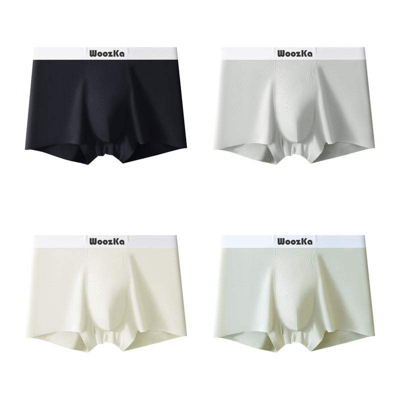 WoozKa Men's Milk Silk Ice Silk Boxer Briefs, Seamless Cooling Trunks